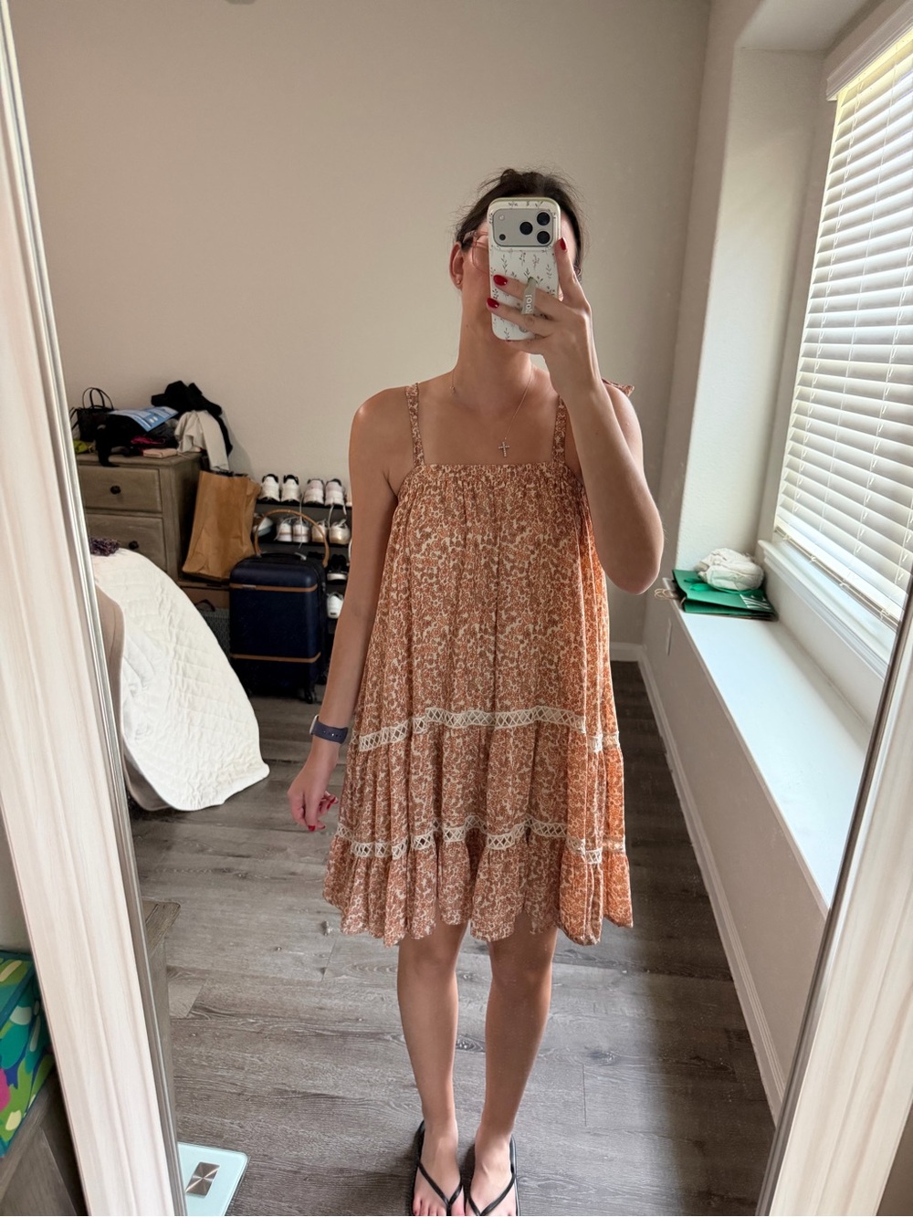 Chelsea & Violet Rust Floral Tiered Mini Dress